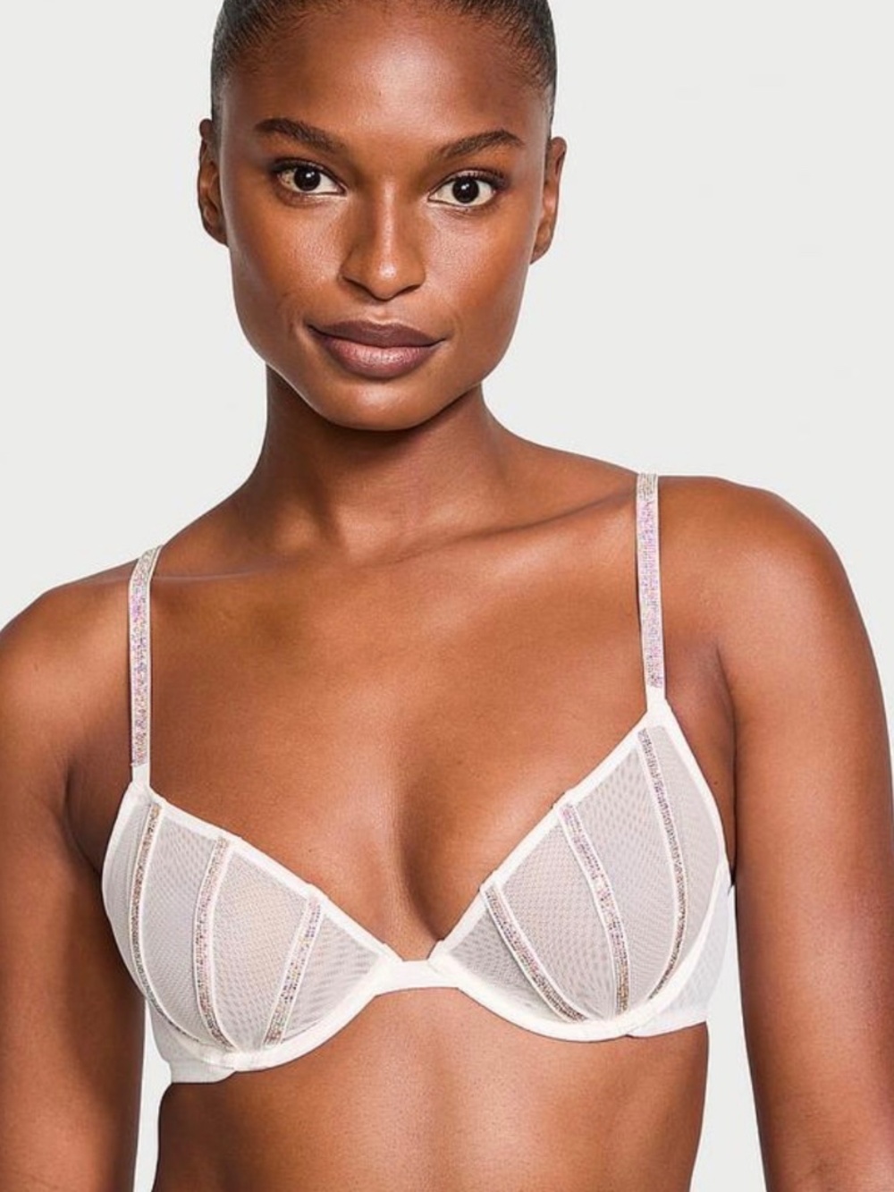 Victoria’s Secret Very Sexy Sheer Shine Demi Bra | 32C | Unlined Low Cut | NWT S